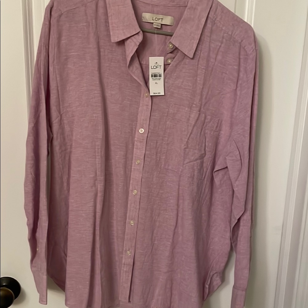 LOFT women’s light purple button-down linen